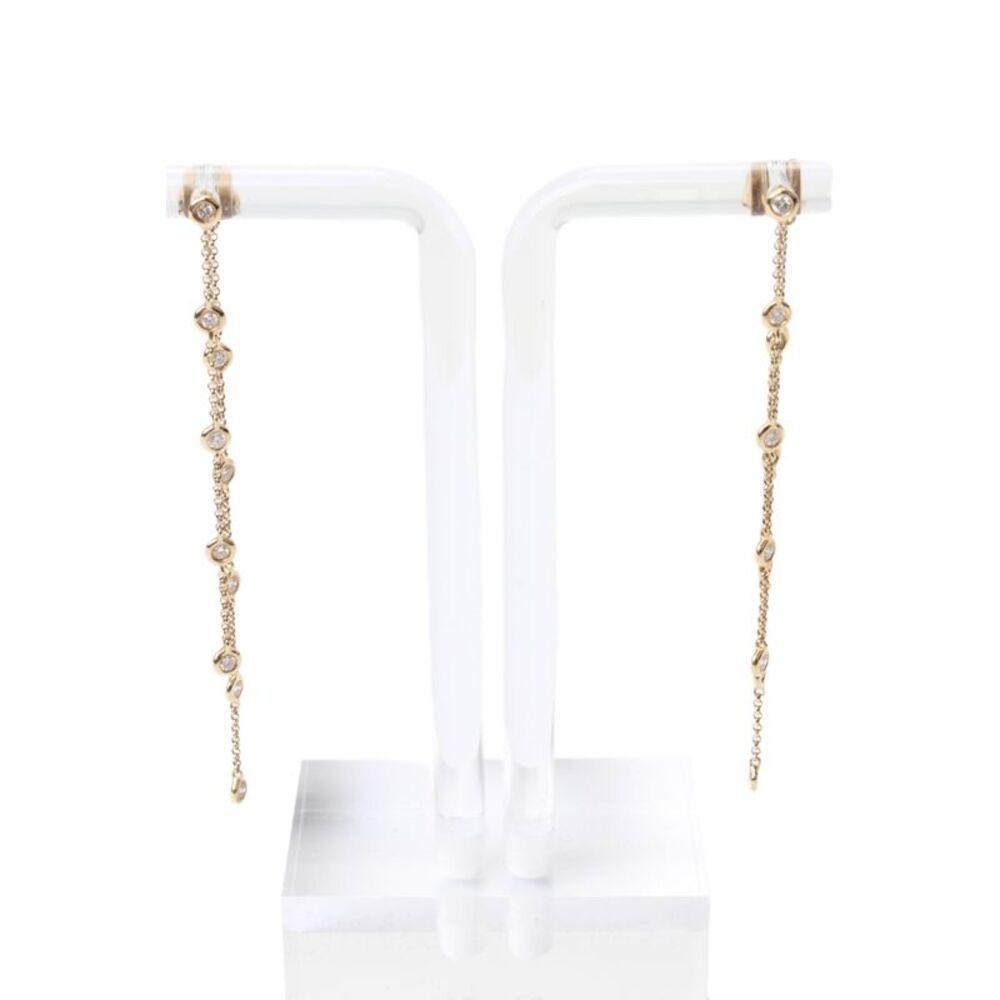 Designer Womens 14K Yellow Gold Diamonds Dangle Earrings ~0.40CTW 2g